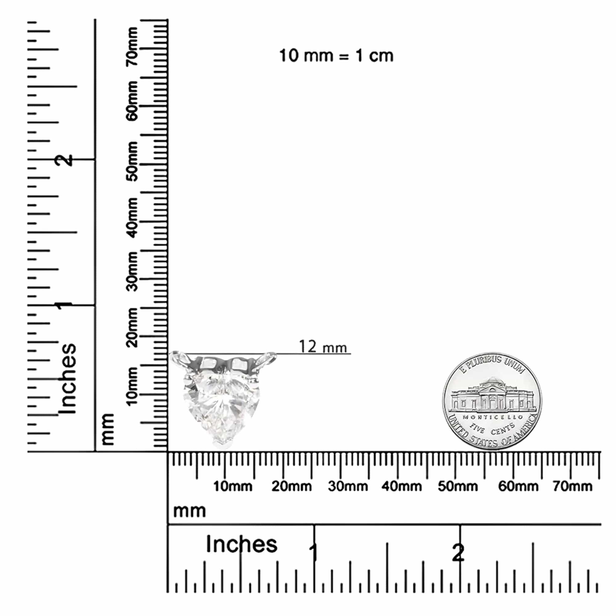 Collier avec pendentif solitaire en forme de cœur en or blanc 14 carats, 1,0 ct, diamant de laboratoire (couleur FG, pureté VS1-VS2)