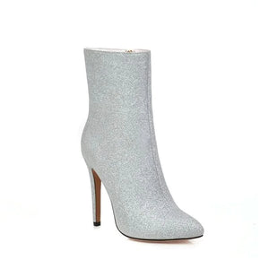 Bottes à talons aiguilles et bout pointu pailletés