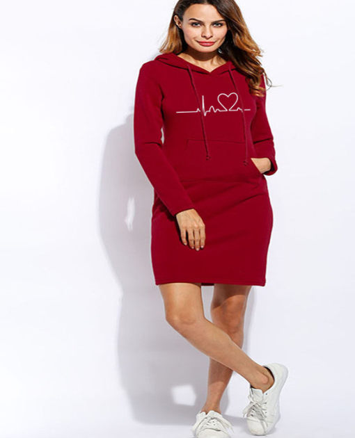 Autumn Winter Women's Long-Sleeved Hoodie Dress