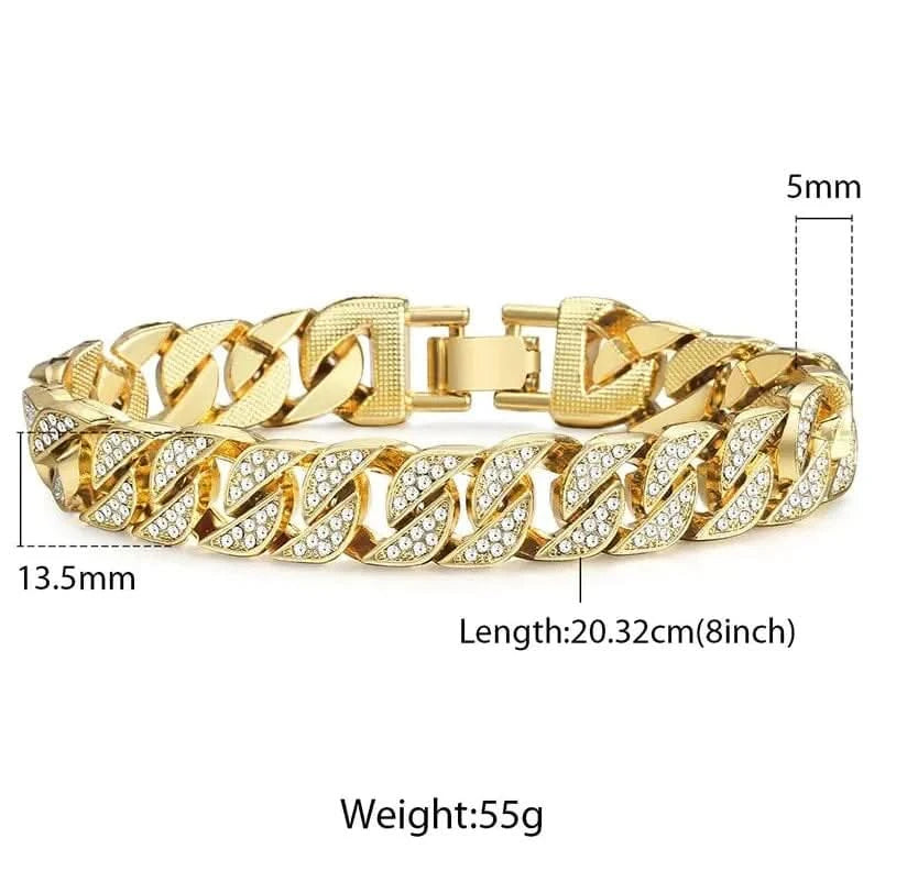 Bracelet gourmette cubain Miami pour homme en or