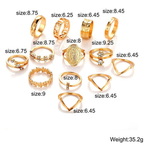 ✨ Ensemble de bagues médaillon 13 pièces – Cristaux autrichiens • Plaqué or 18 carats • Design italien