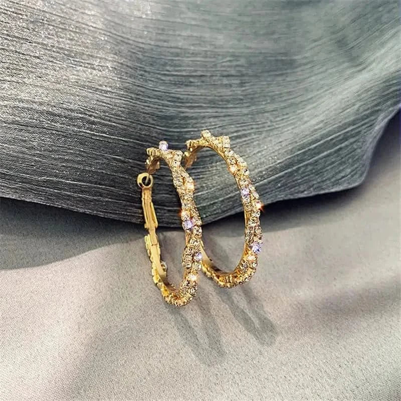 Boucles d'oreilles créoles rondes en cristal brillant