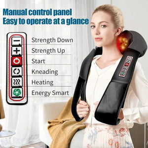 Masseur Shiatsu pour le dos, le cou et les épaules avec coussin chauffant et pétrissage 3D pour tissus profonds