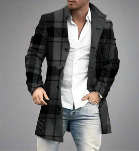 Men's Fashion Casual Tweed Stand-up Collar Coat