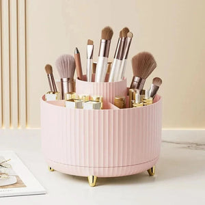 Organiseur de pinceaux de maquillage rotatif pour bureau
