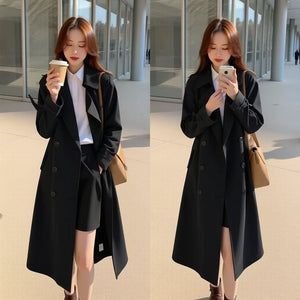 Streetwear Loose Trench Coat – Korean-Inspired Midi Windbreaker for Women