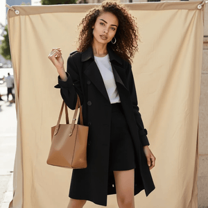 Streetwear Loose Trench Coat – Korean-Inspired Midi Windbreaker for Women