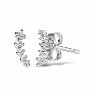 Boucles d'oreilles à tige style grimpeur en or blanc 10 carats, diamants 1/10 ct (couleur HI, pureté I1-I2)