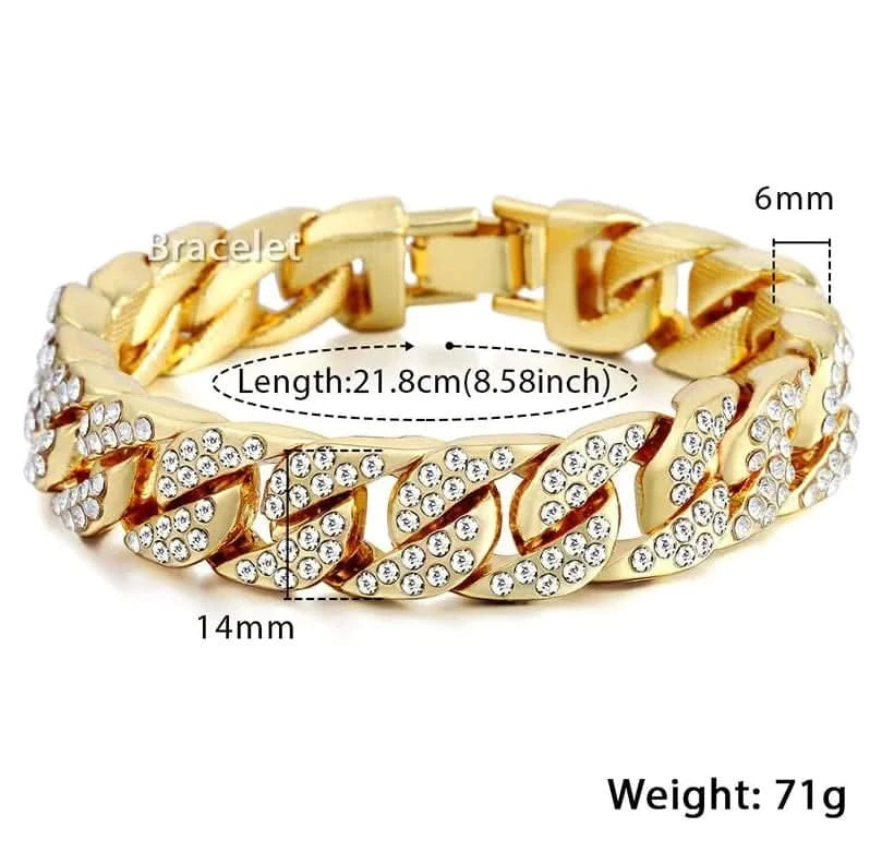 Bracelet gourmette cubain Miami pour homme en or