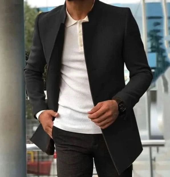 SharpFit Men’s Slim Fit Coat – Single-Breasted Fall/Winter Jacket