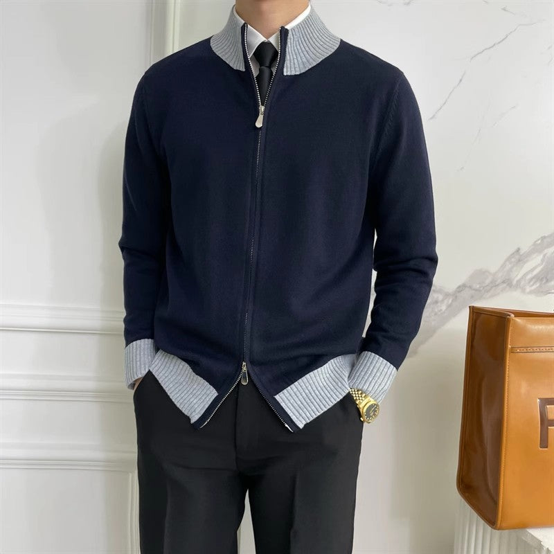 Trendy Long Sleeve Knitwear Coat for Men