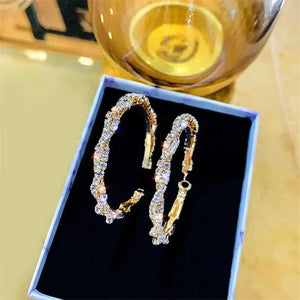 Boucles d'oreilles créoles rondes en cristal brillant