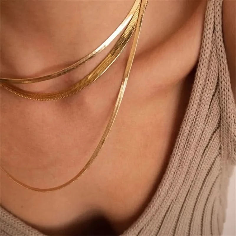 European And American Ins Style Stainless Steel Flat Blade Snake Chain