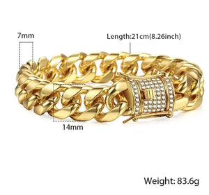 Bracelet gourmette cubain Miami pour homme en or