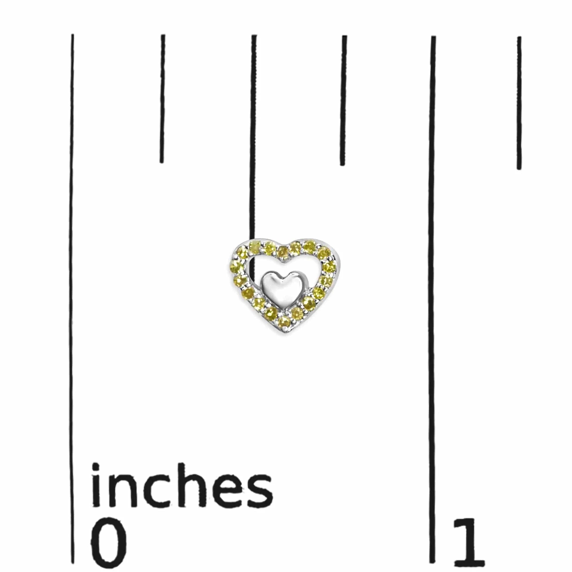 Boucles d'oreilles à tige en argent sterling 925 avec diamants de 1/6 ct et double cœur ouvert - Couleur de diamant au choix