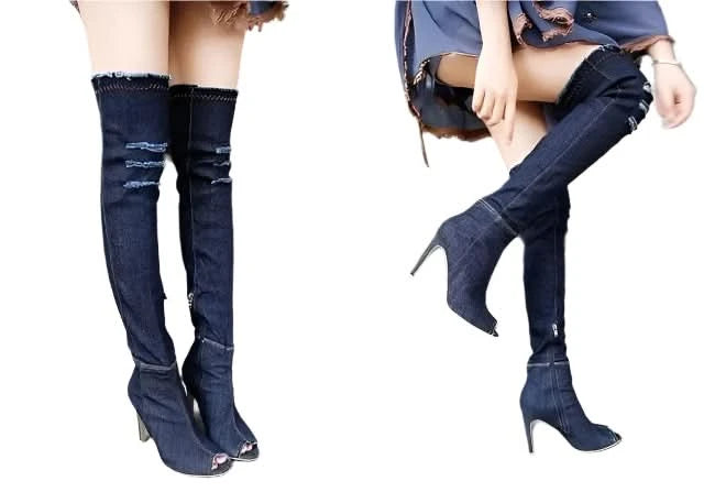 Over The Knee Denim Boots